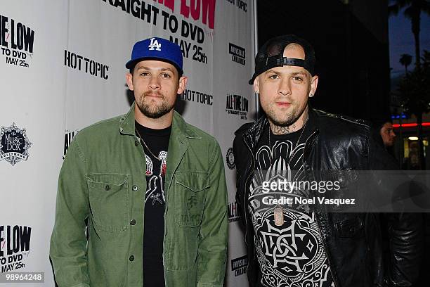 Joel and Benji Madden of Good Charlotte attend the screening and release party for All Time Low's "Straight To DVD" at The Music Box on May 10, 2010...