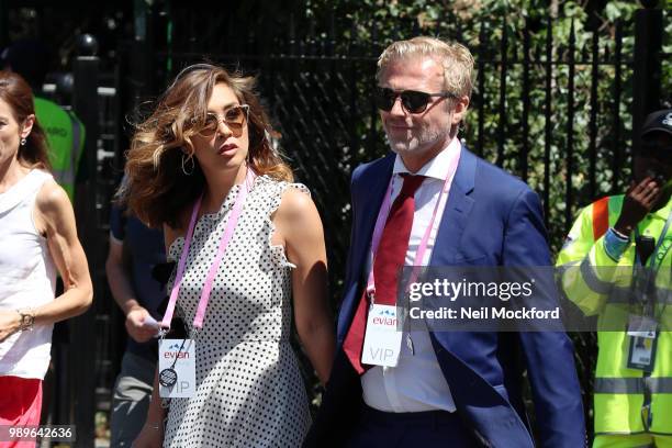 Myleene Klass and Simon Motson seen arriving at Wimbledon Day 1 on July 2, 2018 in London, England.