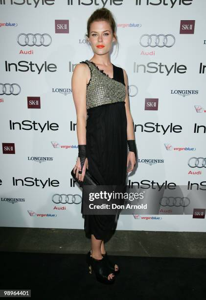 Rachael Taylor poses on the red carpet at the InStyle And Audi Women of Style Awards at Australian Technology Park on May 11, 2010 in Sydney,...