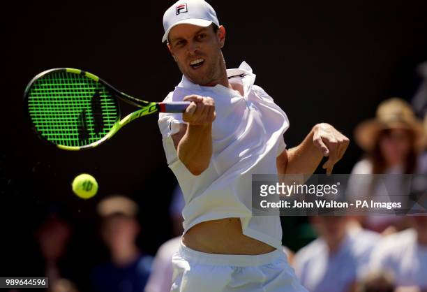 Sam Querrey on day one of the Wimbledon Championships at the All England Lawn Tennis and Croquet Club, Wimbledon.