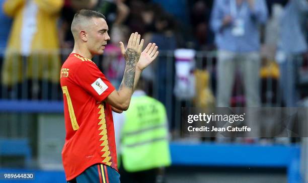 Iago Aspas of Spain dejected following the 2018 FIFA World Cup Russia Round of 16 match between Spain and Russia at Luzhniki Stadium on July 1, 2018...