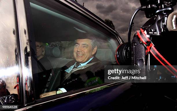 Prime Minister Gordon Brown is driven into the Houses of Parliament on May 11, 2010 in London, England. British Prime Minister Gordon Brown has...