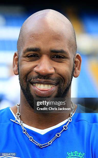 Spooney poses for a photo before taking part in The Nicky's Whisper Challenge Trophy Football Match in aid of the Cystic Fibrosis Trust at Stamford...