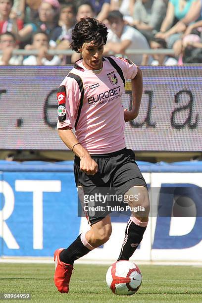 Javier Pastore of Palermo in action during the Serie A match between US Citta di Palermo and UC Sampdoria at Stadio Renzo Barbera on May 9, 2010 in...