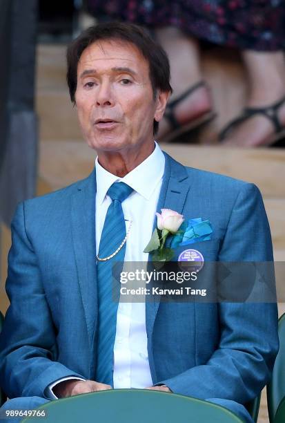 Sir Cliff Richard attends day one of the Wimbledon Tennis Championships at the All England Lawn Tennis and Croquet Club on July 2, 2018 in London,...