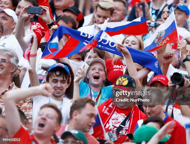 Round of 16 Russia v Spain - FIFA World Cup Russia 2018 Russia supporters at Luzhniki Stadium in Moscow, Russia on July 1, 2018.