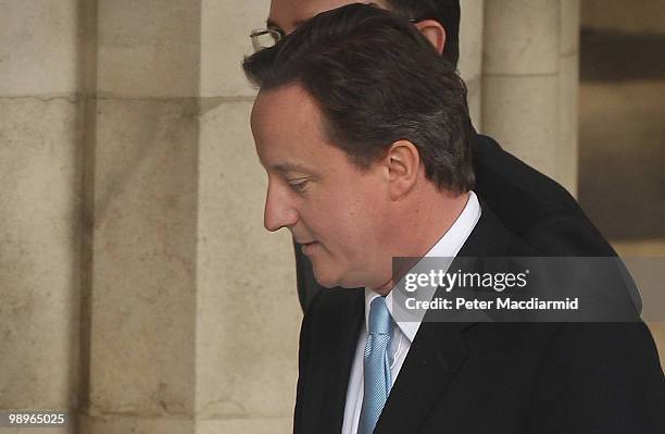 Conservative Party leader David Cameron walks to Portcullis House from Parliament on May 11, 2010 in London, England. British Prime Minister Gordon...