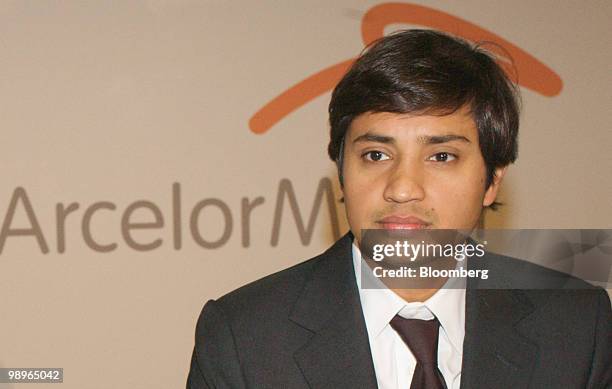 Aditya Mittal, chief financial officer of ArcelorMittal, pauses during the company's news conference in Luxembourg, on Tuesday, May 11, 2010....