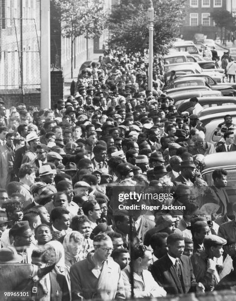 Queue of supporters outside the Oval, London, waiting to see the third day's play in the Fifth Test between England and the West Indies, 24th August...