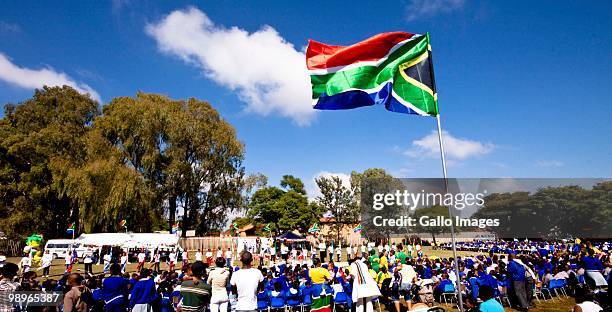 Pupils of the Jacaranda Primary School in Eersterust take part in a flag ceremony for the Fifa World Cup on 10 May 2010, in Pretoria, South Africa....