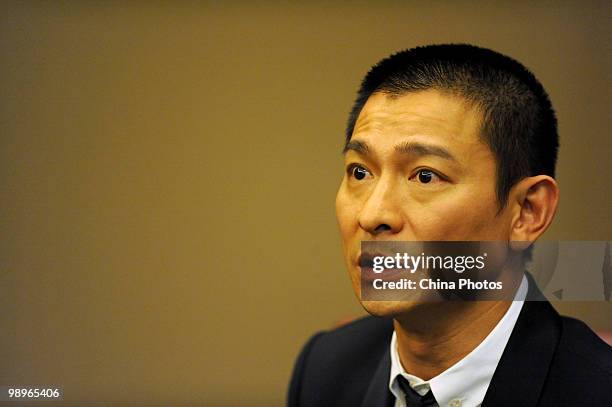 Hong Kong actor Andy Lau attends the press conference of movie "Gallants" on May 11, 2010 in Beijing, China. The kung-fu comedy "Gallants" is...