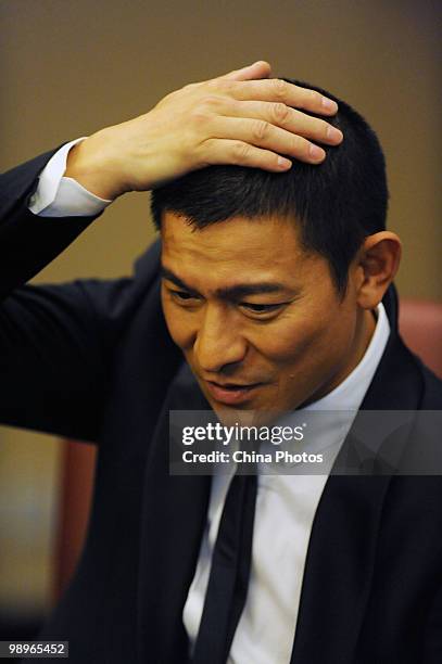 Hong Kong actor Andy Lau attends the press conference of movie "Gallants" on May 11, 2010 in Beijing, China. The kung-fu comedy "Gallants" is...