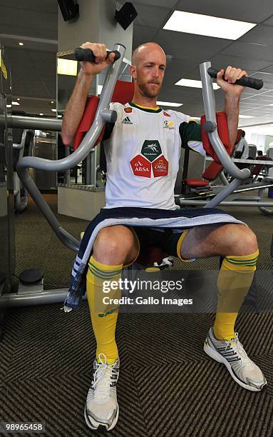 Matthew Booth of South Africa attends the Bafana Bafana gym session at Virgin Active, Grayston on May 11, 2010 in Sandton, South Africa.