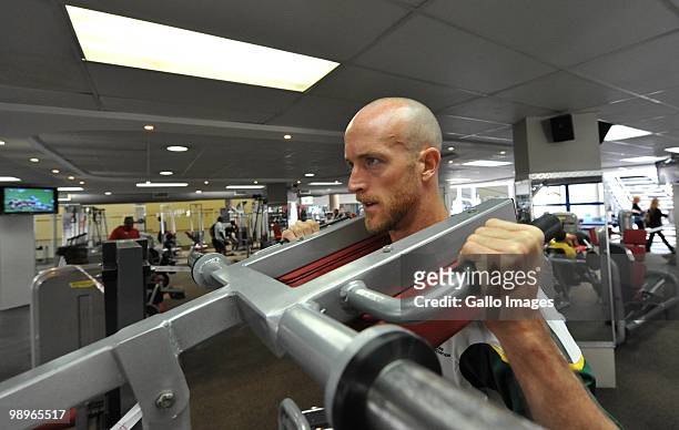 Matthew Booth of South Africa attends the Bafana Bafana gym session at Virgin Active, Grayston on May 11, 2010 in Sandton, South Africa.