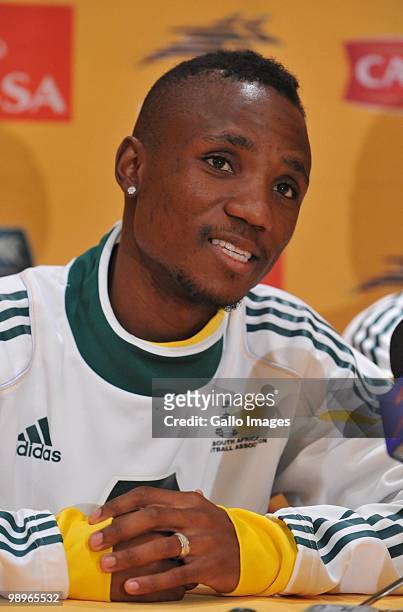 Teko Modise of South Africa attends the Bafana Bafana press conference at the Southern Sun Grayston on May 11, 2010 in Sandton, South Africa.