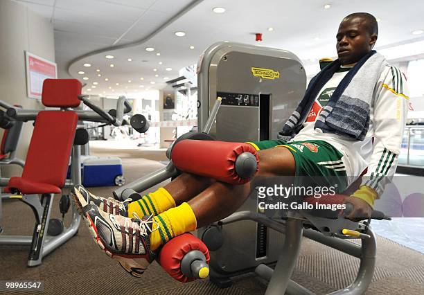 Innocent Mdledle of South Africa attends the Bafana Bafana gym session at Virgin Active, Grayston on May 11, 2010 in Sandton, South Africa.