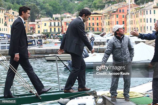 Luis Figo and Matthew Fox are seen while filming for IWC on May 8, 2010 in Portofino, Italy.