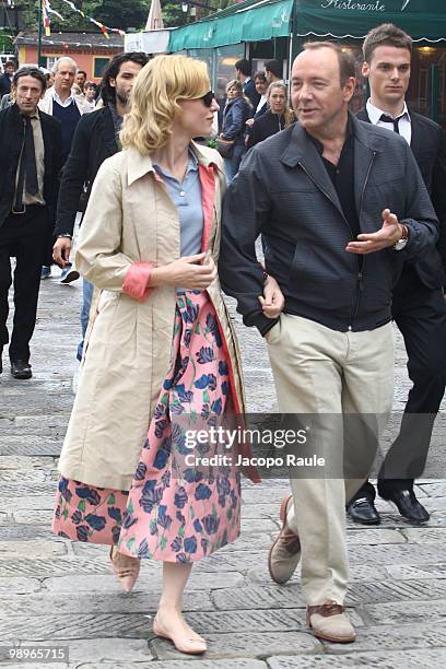 Kevin Spacey and Cate Blanchett are seen while filming for IWC on May 8, 2010 in Portofino, Italy.