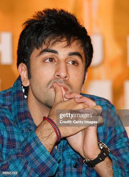 Bollywood actor Ranbir Kapoor takes part in a press conference for the movie 'Rajneeti' , on May 8, 2010 in Mumbai, India. 'Rajniti' is scheduled for...