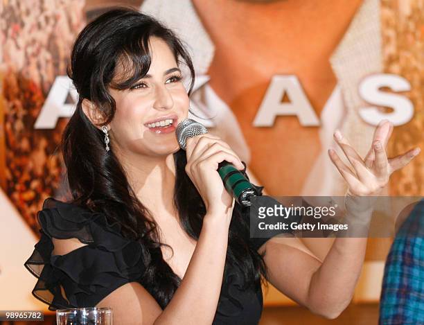 Bollywood actor Katrina Kaif takes part in a press conference for the movie 'Rajneeti' , on May 8, 2010 in Mumbai, India. 'Rajniti' is scheduled for...