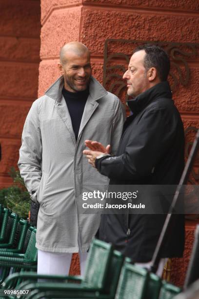 Jean Reno and Zinedine Zidane are seen while filming for IWC on May 8, 2010 in Portofino, Italy.