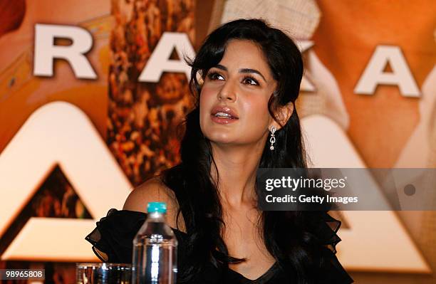 Bollywood actor Katrina Kaif takes part in a press conference for the movie 'Rajneeti' , on May 8, 2010 in Mumbai, India. 'Rajniti' is scheduled for...