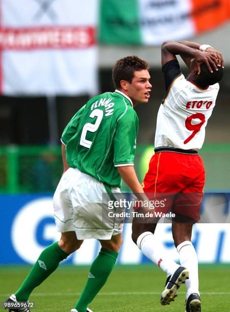 Irland - Cameroon, World Cup 2002 /Finnan Steve, Etoo Samuel, Deception, Teleurstelling, Ierland, Republic, Irlande, Cameroen, Cameroun /Copyright...