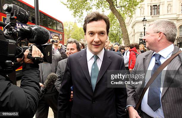 George Osborne , the Shadow Chancellor arrives at the Cabinet Office to hold talks with a team of senior figures from the Liberal Democrats with a...