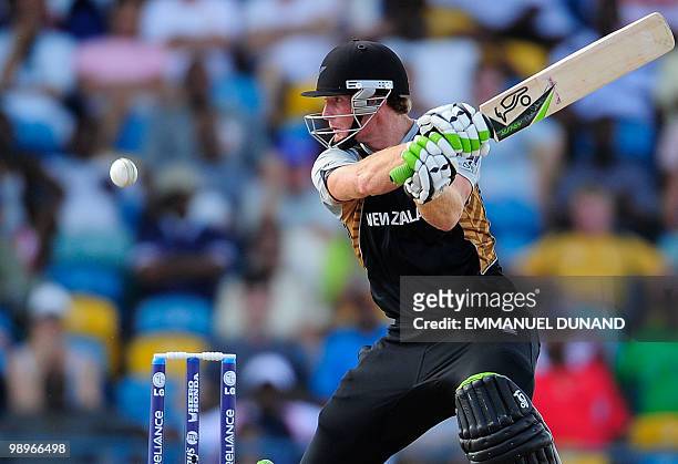 New Zealand batsman Martin Guptill plays a shot during The ICC World Twenty20 Super Eight match between South Africa and New Zealand at the...