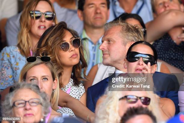 Myleene Klass and Simon Motson attend day one of the Wimbledon Tennis Championships at the All England Lawn Tennis and Croquet Club on July 2, 2018...