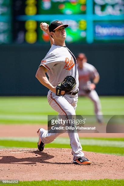 Starting pitcher Brian Matusz of the Baltimore Orioles throws against the Minnesota Twins at Target Field on May 9, 2010 in Minneapolis, Minnesota....
