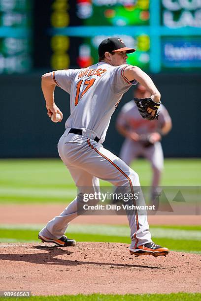 Starting pitcher Brian Matusz of the Baltimore Orioles throws against the Minnesota Twins at Target Field on May 9, 2010 in Minneapolis, Minnesota....