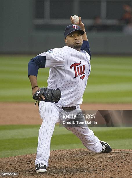 Francisco Liriano of the Minnesota Twins pitches against the Baltimore Orioles at Target Field on May 8, 2010 in Minneapolis, Minnesota.