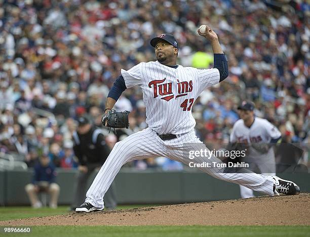 Francisco Liriano of the Minnesota Twins pitches against the Baltimore Orioles at Target Field on May 8, 2010 in Minneapolis, Minnesota.