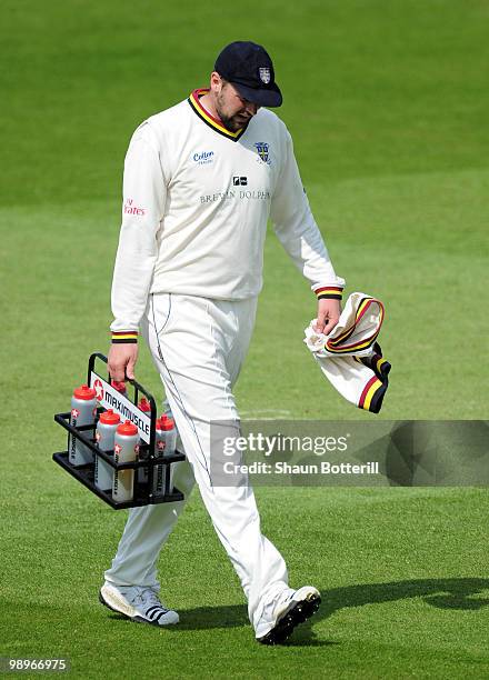 Steve Harmison of Durham leaves the field during the LV County Championship match between Nottinghamshire and Durham at Trent Bridge on May 11, 2010...