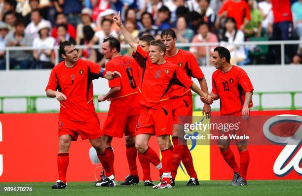 Belgium - Russia, World Cup 2002 /Joie, Celebration, Vreugde, Wilmots Marc, Sonck Wesley, Walem Johan, Van Buyten Daniel, Goor Bart, Simons Timmy,...