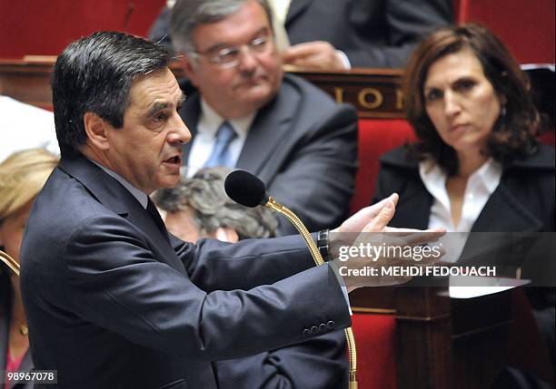 French Prime Minister Francois Fillon speaks during the session of questions to the government on May 11, 2010 at the National Assembly. Fillon said...