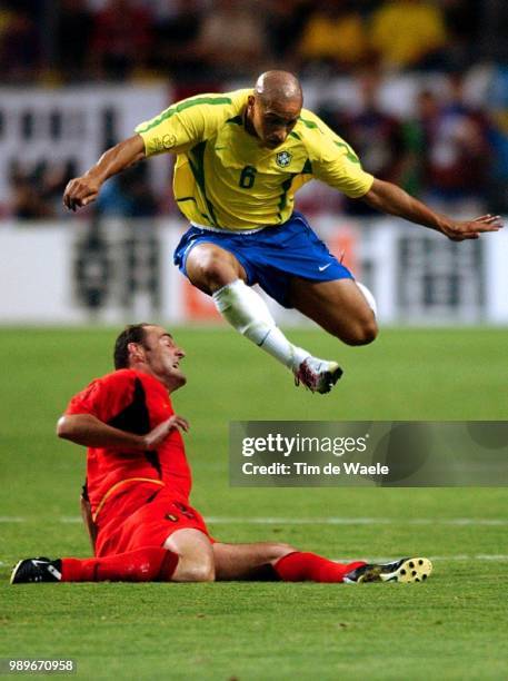 Fin Brazil - Belgium, World Cup 2002 /Vanderhaeghe Yves, Roberto Carlos, Brazilie, Red Devils, Rode Duivels, Bresil /Diables Rouges, Belgique, Belgie...