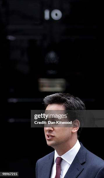 The Secretary of State for Energy and Climate Change, Ed Miliband leaves Downing Street on May 11, 2010 in London, England. British Prime Minister...