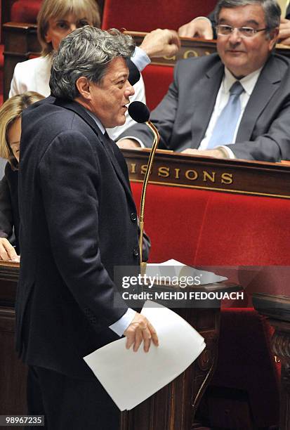 French Ecology Minister Jean-Louis Borloo speaks during the session of questions to the government on May 11, 2010 at the National Assembly in Paris....