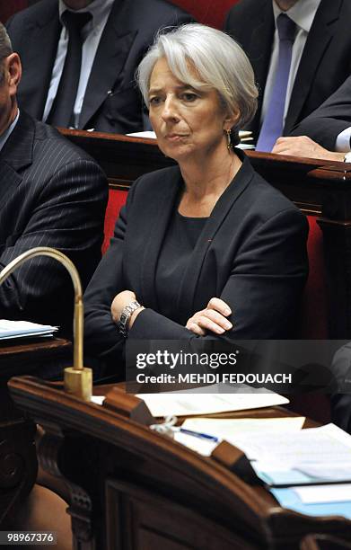 French Economy, Industry and Employment Minister Christine Lagarde attends the session of questions to the government on May 11, 2010 at the National...