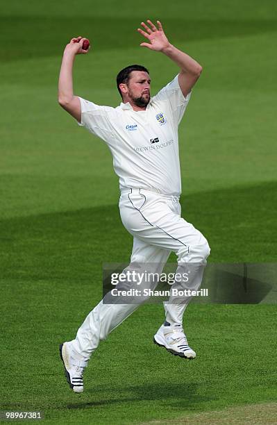 Steve Harmison of Durham bowls during the LV County Championship match between Nottinghamshire and Durham at Trent Bridge on May 11, 2010 in...