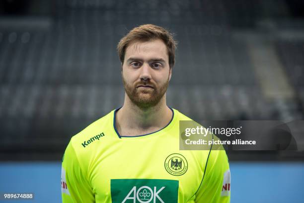 Andreas Wolff, player of the German handball national team, looks into the camera during a team's press conference in Stuttgart, Germany, 4 January...