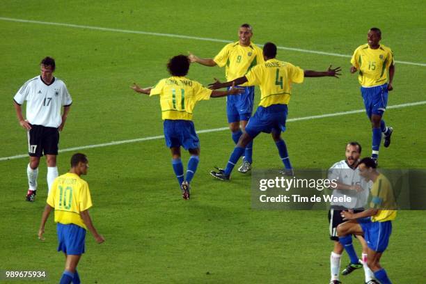 Final, Germany - Brazil, Wc 2002 /Joie But Ronaldo, Roque Junior, Ronaldinho, Rivaldo, Cafu, Vreugde, Celebration, Bode Marco, Deception,...