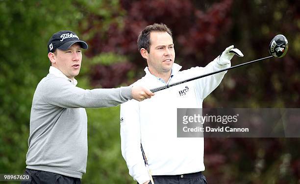 Mark Lawrie of Royal Wimbledon Common Golf Club with James Cameron of England during the Business Fort English PGA Championship regional qualifying...