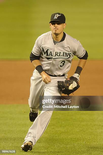 Jorge Cantu of the Florida Marlins during a baseball game against the Washington Nationals on May 7, 2010 at Nationals Park in Washington, D.C.