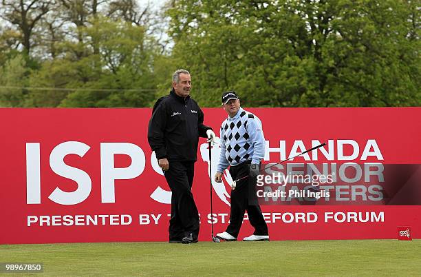 Ian Woosnam of Wales and Sam Torrance of Scotland in action during the Pro-Am for the Handa Senior Masters presented by the Stapleford Forum played...