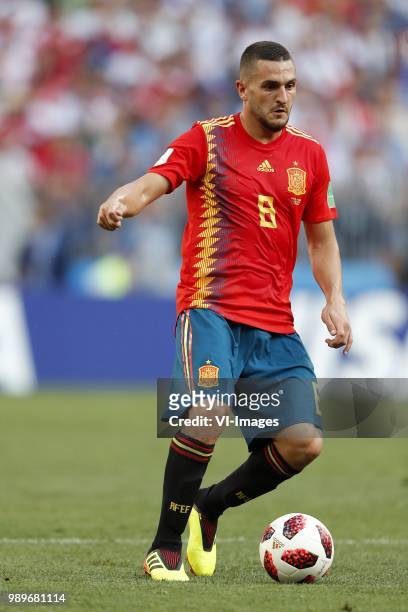Koke of Spain during the 2018 FIFA World Cup Russia round of 16 match between Spain and Russia at the Luzhniki Stadium on July 01, 2018 in Moscow,...
