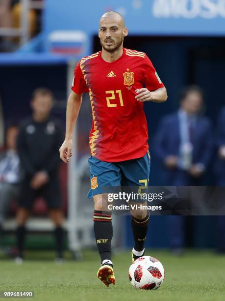 David Silva of Spain during the 2018 FIFA World Cup Russia round of 16 match between Spain and Russia at the Luzhniki Stadium on July 01, 2018 in...