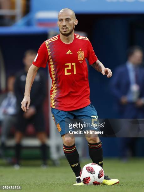 David Silva of Spain during the 2018 FIFA World Cup Russia round of 16 match between Spain and Russia at the Luzhniki Stadium on July 01, 2018 in...